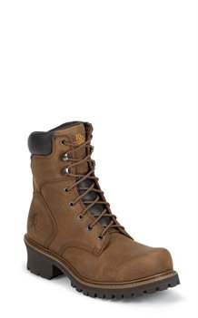 Brown Chippewa Boots Tough Bark ST Oblique 8 inch Logger IQ